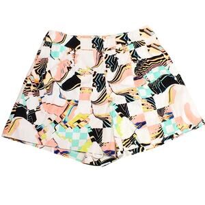 Latiste High Rise Shorts Multicolor Printed Full Zip Flat Front Womens Small